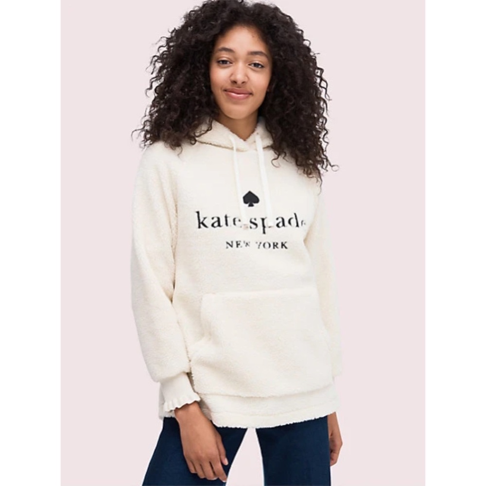 NWT Kate Spade logo sherpa hoodie